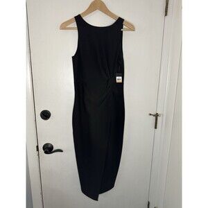 Guess Women's Ruched Side-Twist Sleeveless Midi Dress, BLACK, S NEW